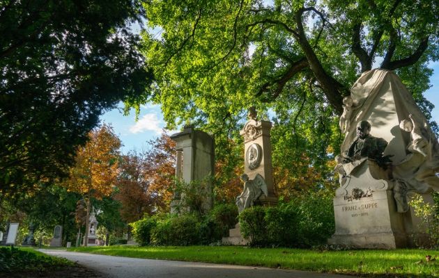 Zentralfriedhof Wien Spaziergang Familie Baby