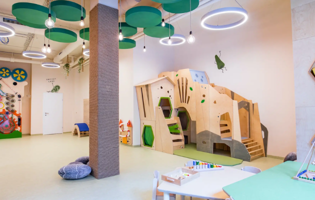 Spielraum Cafe MuSe Kinestische Wand Klettergeruest