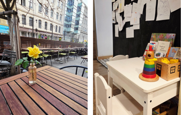 Cafe Restaurant Westpol Gastgarten Spielecke