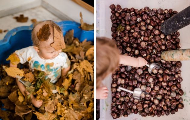 Tipps Spiele Baby Kleinkind Blaetter Kastanien Herbst